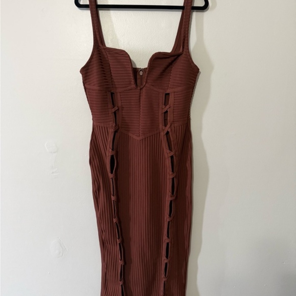 Fashion Nova Chocolate Cutout Midi Dress